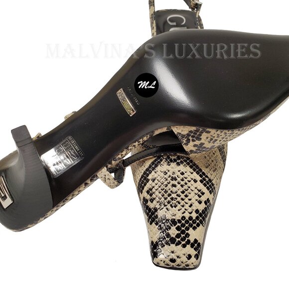 GUCCI SHOES MID HEEL SLINGBACK PUMPS PYTHON PRINT LEATHER G LOGO sz 41 11 - Picture 13 of 15